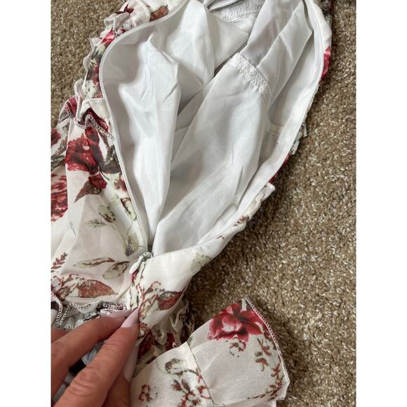 Lashbair V Neck Summer Dress A-line Print Ruffle Long Sleeve NEW floral SZ SM - Picture 6 of 9